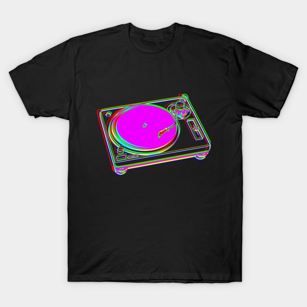 Neon Turntable T-Shirt by tsterling